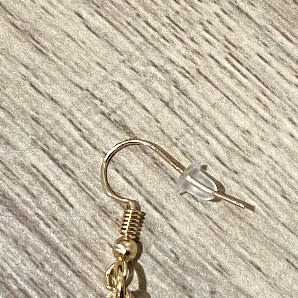 Gold/Tan Tassel Earrings - Picture 5 of 6